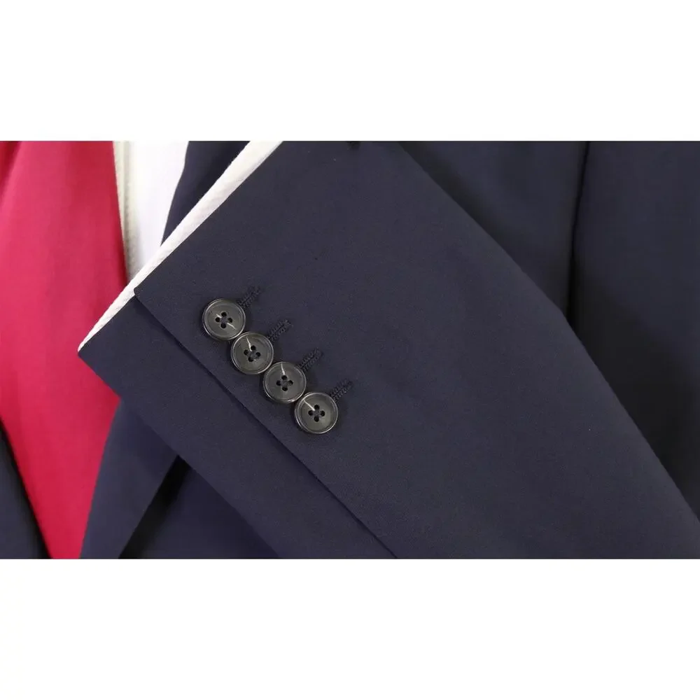 Jack Spade Solid Navy Blue Wool Stretch 2-Btn Suit 40R